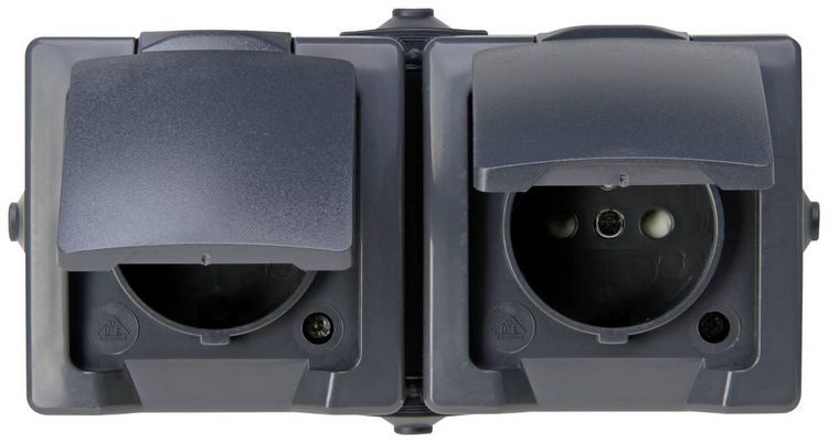 Produktbild: Kopp 137115006 Feuchtraum-Schalterprogramm Steckdose mit Klappdeckel Nautic Anthrazit 1St.