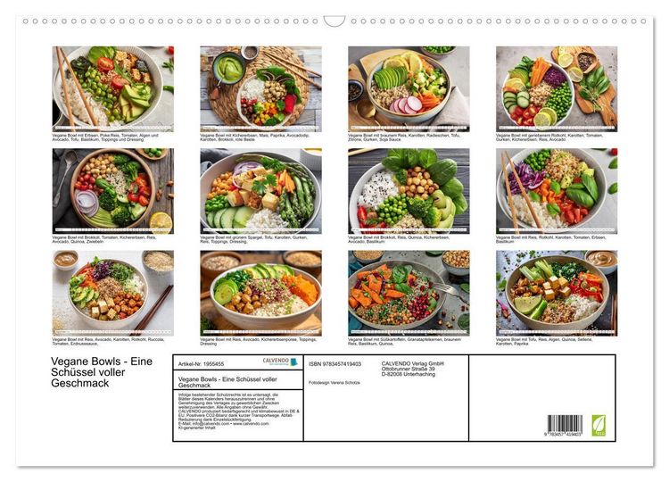 Produktbild: Vegane Bowls - Eine Sch&uuml;ssel voller Geschmack (Wandkalender 2026 DIN A2 quer), CALVENDO Monatskalender