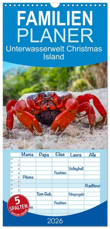 Produktbild: Familienplaner 2026 - Unterwasserwelt Christmas Island mit 5 Spalten (Wandkalender, 21 x 45 cm) CALVENDO