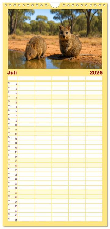 Produktbild: Familienplaner 2026 - Die vielleicht nettesten Wildtiere mit 5 Spalten (Wandkalender, 21 x 45 cm) CALVENDO