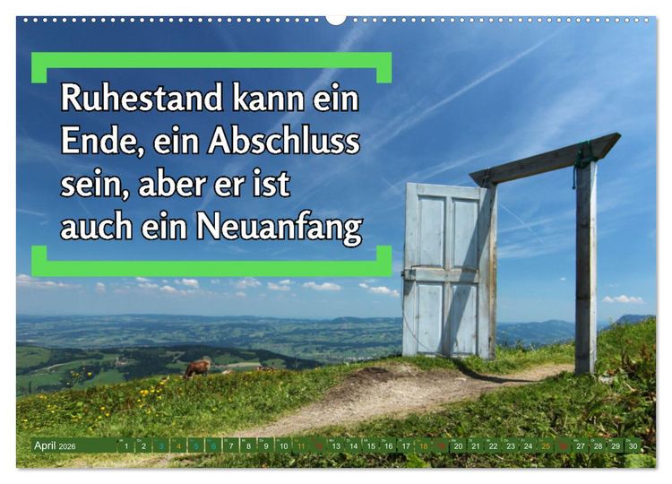 Produktbild: Ruhestand - das Leben neu entdecken (Wandkalender 2026 DIN A2 quer), CALVENDO Monatskalender