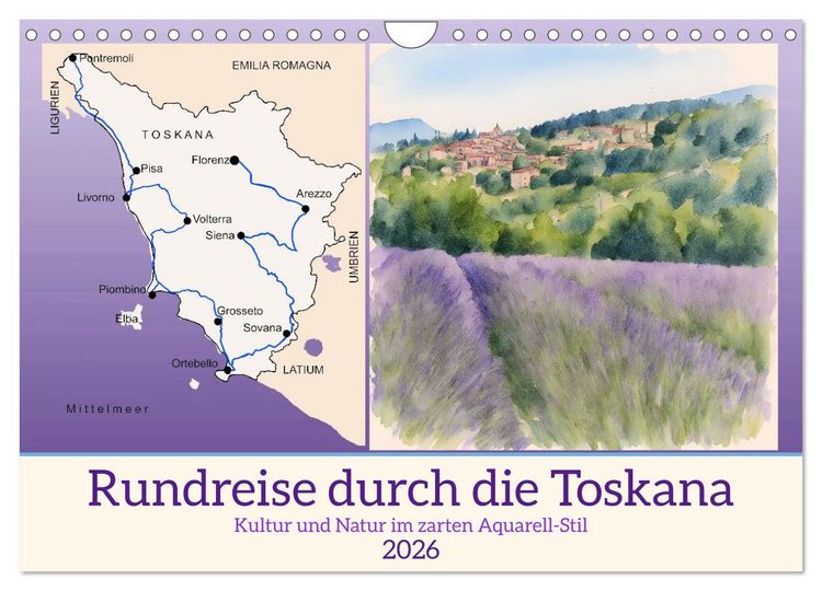 Produktbild: Rundreise durch die Toskana (Wandkalender 2026 DIN A4 quer), CALVENDO Monatskalender