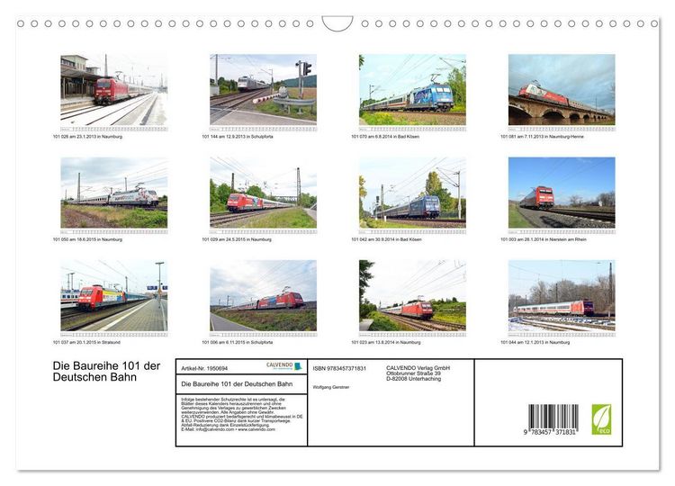 Produktbild: Die Baureihe 101 der Deutschen Bahn (Wandkalender 2026 DIN A3 quer), CALVENDO Monatskalender