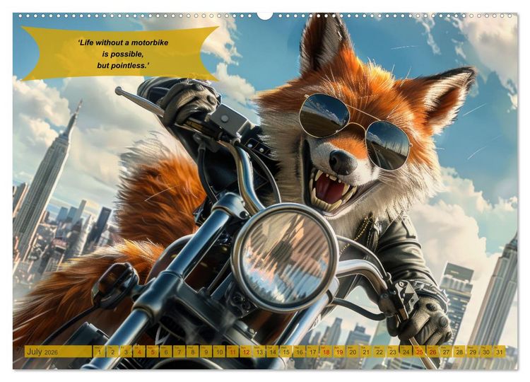 Produktbild: Funny animals as motorbike riders (Wall Calendar 2026 DIN A2 landscape), CALVENDO 12 Month Wall Calendar