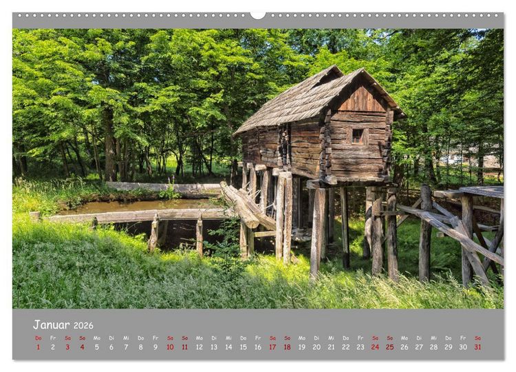 Produktbild: Historische M&uuml;hlen - R&auml;der und Fl&uuml;gel der Vergangenheit (hochwertiger Premium Wandkalender 2026 DIN A2 quer), Kunstdruck in Hochglanz