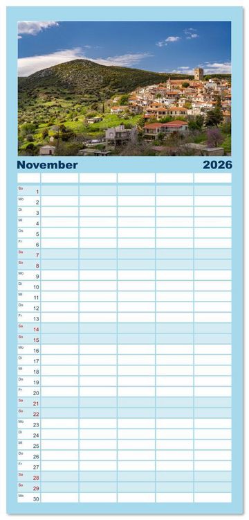 Produktbild: Familienplaner 2026 - Griechenland - Eub&ouml;a - Evia mit 5 Spalten (Wandkalender, 21 x 45 cm) CALVENDO