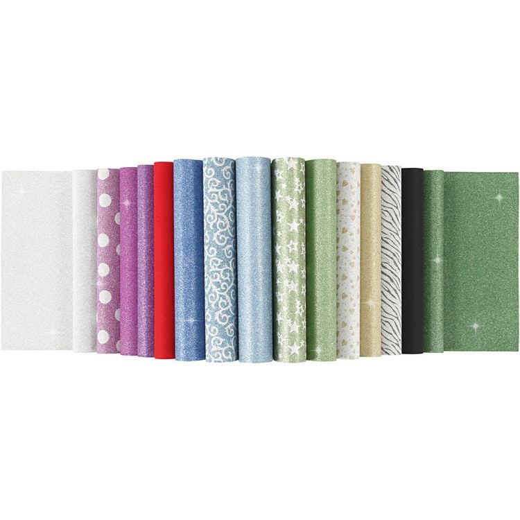 Produktbild: Creativ Company Papierbl&auml;tter mit Glitter, A4, Blatt 210x297 mm, 150 g, 30 Blatt