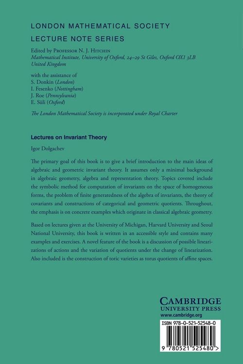 Produktbild: Lectures on Invariant Theory