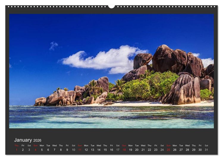 Produktbild: Seychelles Dream beaches in paradise (High Quality Premium Wall Calendar 2026 DIN A2 landscape),CALVENDO 12 Month Wall Calendar
