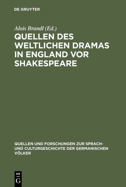 Produktbild: Quellen des weltlichen Dramas in England vor Shakespeare