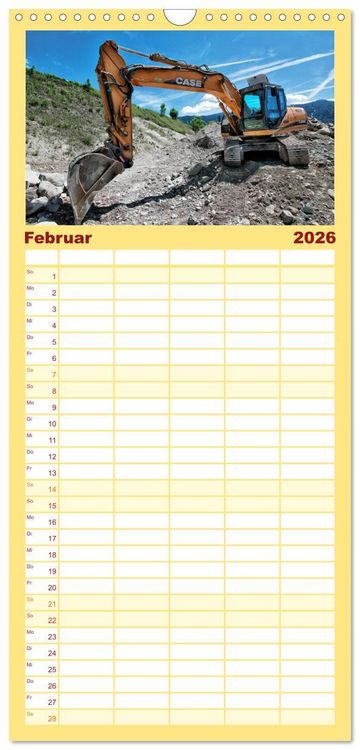Produktbild: Familienplaner 2026 - Baumaschinen - Maschinen auf der Baustelle mit 5 Spalten (Wandkalender, 21 x 45 cm) CALVENDO