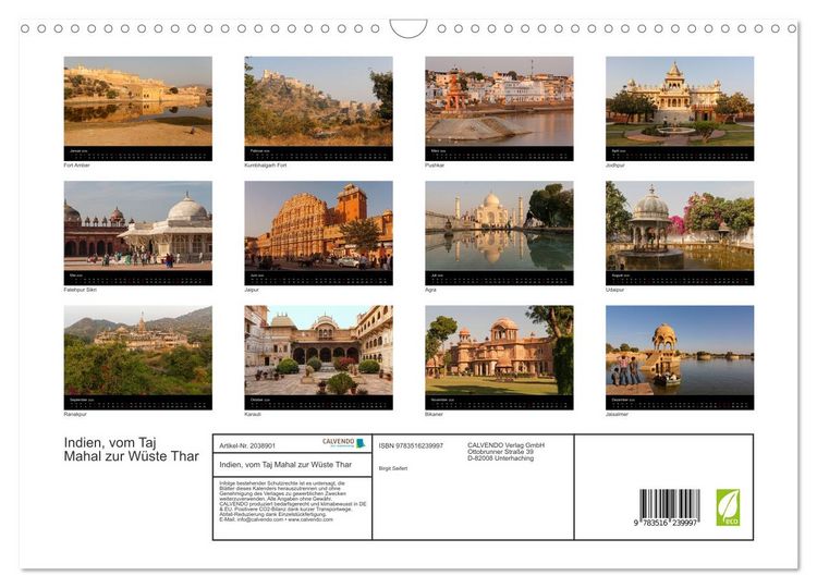 Produktbild: Indien, vom Taj Mahal zur W&uuml;ste Thar (Wandkalender 2026 DIN A3 quer), CALVENDO Monatskalender