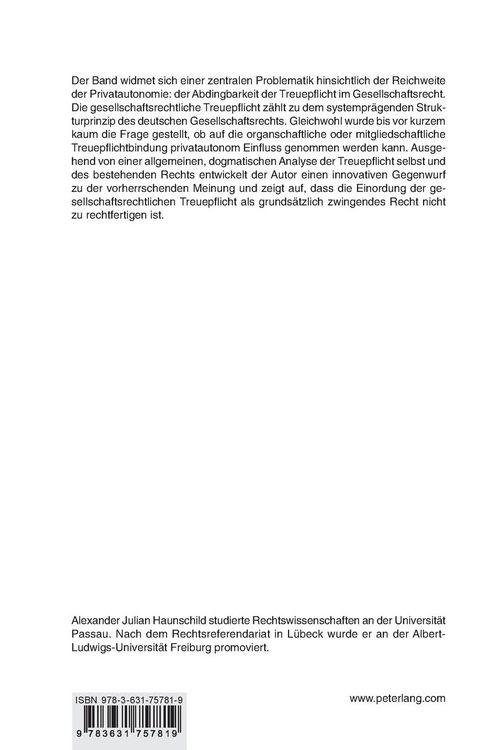 Produktbild: Die Abdingbarkeit der Treuepflicht im Gesellschaftsrecht