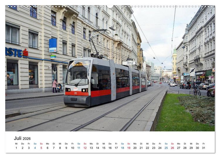 Produktbild: Mit der Bim durch Wien - Die Wiener Stra&szlig;enbahn (hochwertiger Premium Wandkalender 2026 DIN A2 quer), Kunstdruck in Hochglanz