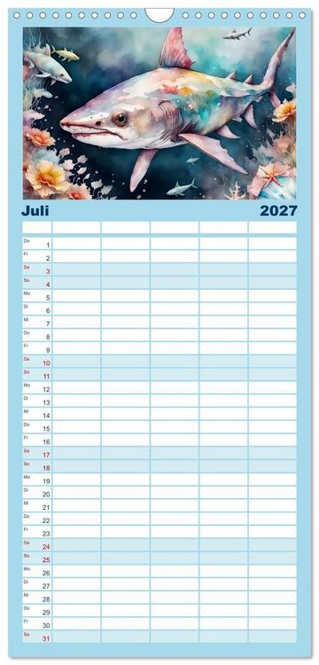 Produktbild: Familienplaner 2027 - Meereskreaturen - Lebendige Unterwasserwelt mit 5 Spalten (Wandkalender, 21 x 45 cm) CALVENDO
