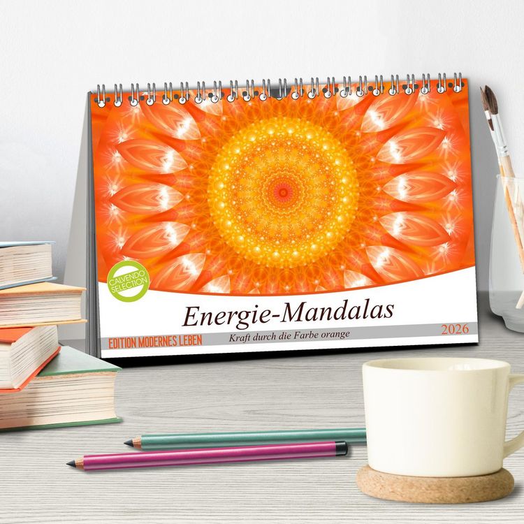 Produktbild: Energie - Mandalas in orange (Tischkalender 2026 DIN A5 quer), CALVENDO Monatskalender