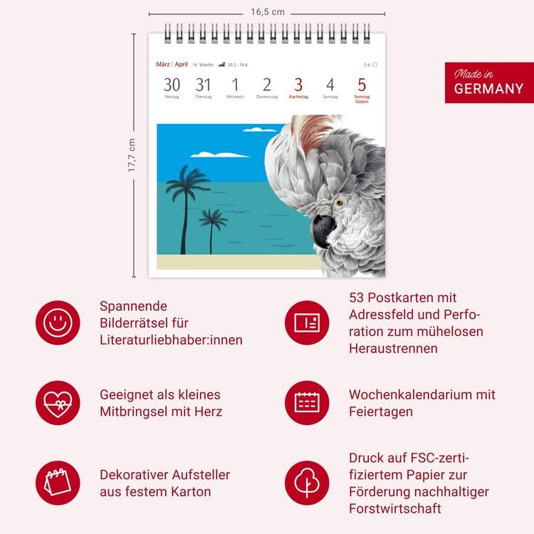 Produktbild: Welches Buch bin ich? Premium-Postkartenkalender 2026 - Literarischer Rätselkalender