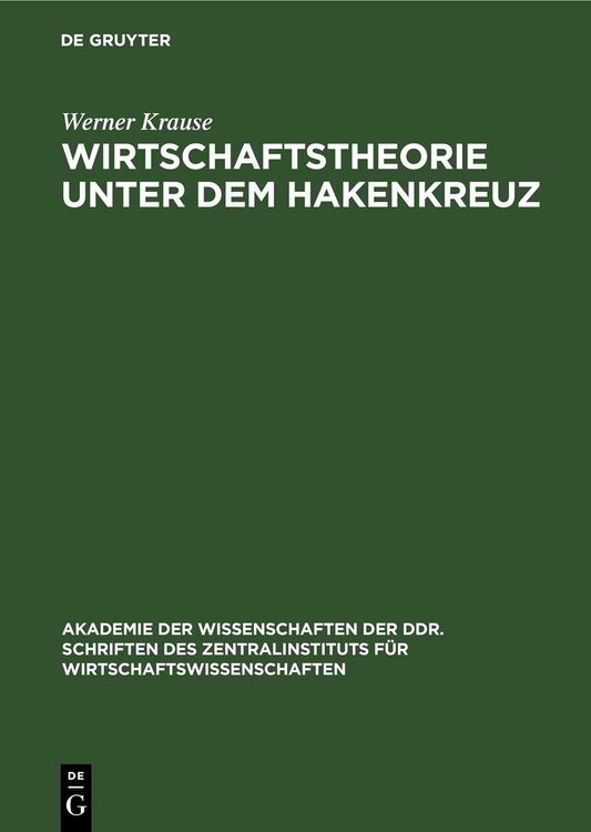 Produktbild: Wirtschaftstheorie unter dem Hakenkreuz