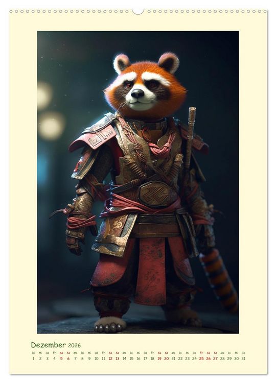Produktbild: Tierische Samurai (Wandkalender 2026 DIN A2 hoch), CALVENDO Monatskalender