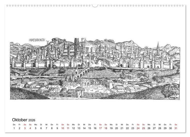 Produktbild: Schedelsche Weltchronik Deutsche St&auml;dte 1493 (Wandkalender 2026 DIN A2 quer), CALVENDO Monatskalender