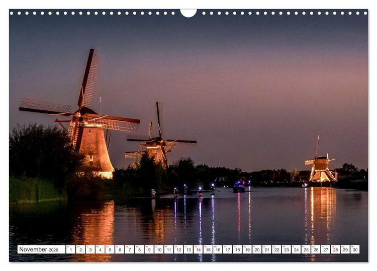 Produktbild: Die Windm&uuml;hlen von Kinderdijk - UNESCO Welterbe (Wandkalender 2026 DIN A3 quer), CALVENDO Monatskalender