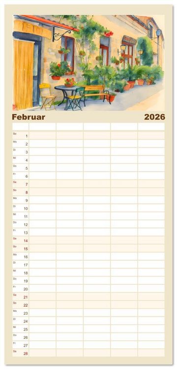 Produktbild: Familienplaner 2026 - Idylle im Latium mit 5 Spalten (Wandkalender, 21 x 45 cm) CALVENDO