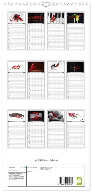 Produktbild: Familienplaner 2026 - Hot Chili K&uuml;chen Kalender mit 5 Spalten (Wandkalender, 21 x 45 cm) CALVENDO