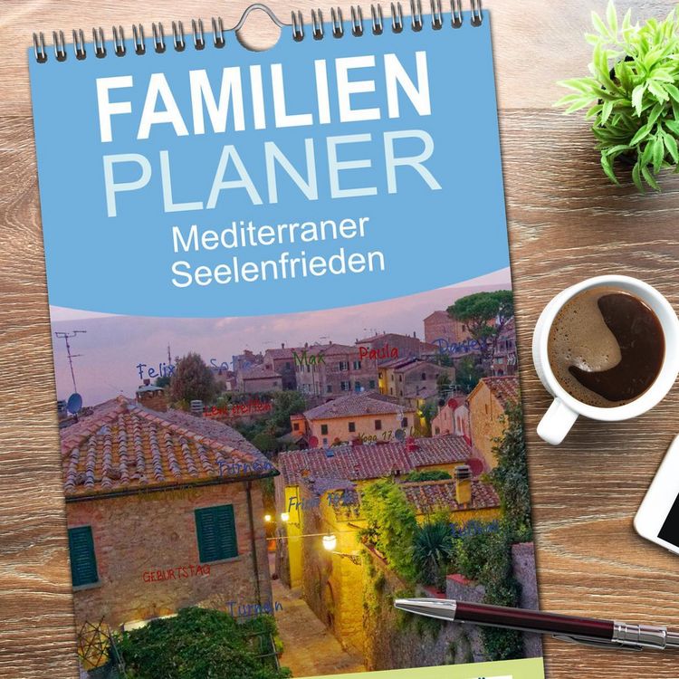 Produktbild: Familienplaner 2026 - Mediterraner Seelenfrieden mit 5 Spalten (Wandkalender, 21 x 45 cm) CALVENDO
