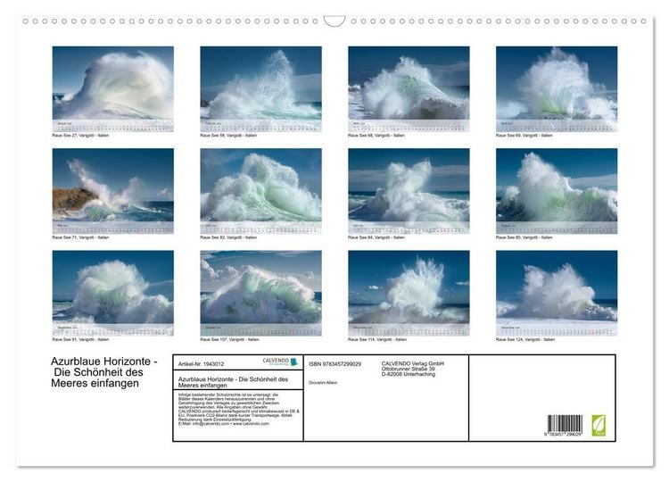 Produktbild: Azurblaue Horizonte - Die Sch&ouml;nheit des Meeres einfangen (Wandkalender 2026 DIN A2 quer), CALVENDO Monatskalender