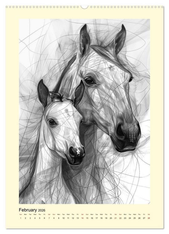 Produktbild: Sketchy Power Horses (Wall Calendar 2026 DIN A2 portrait), CALVENDO 12 Month Wall Calendar