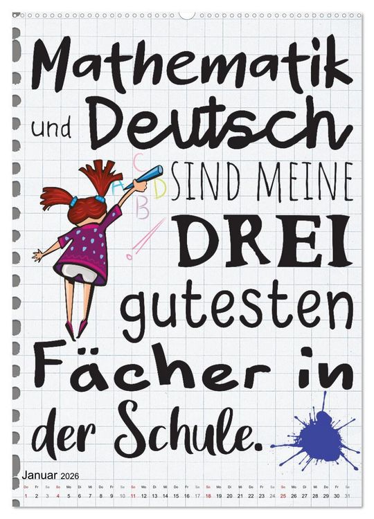 Produktbild: Sch&uuml;ler-Spr&uuml;che (Wandkalender 2026 DIN A2 hoch), CALVENDO Monatskalender