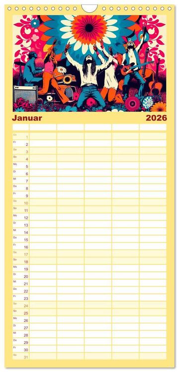 Produktbild: Familienplaner 2026 - Psychodelic Art mit 5 Spalten (Wandkalender, 21 x 45 cm) CALVENDO