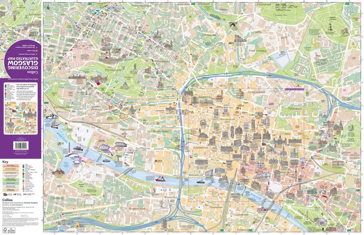 Produktbild: Discovering Glasgow Illustrated Map