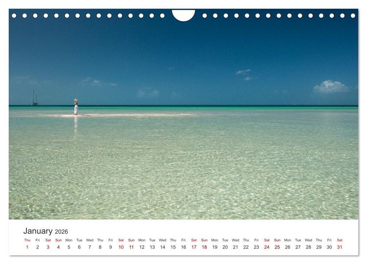 Produktbild: Caribbean beaches and the shades of blue (Wall Calendar 2026 DIN A4 landscape), CALVENDO 12 Month Wall Calendar