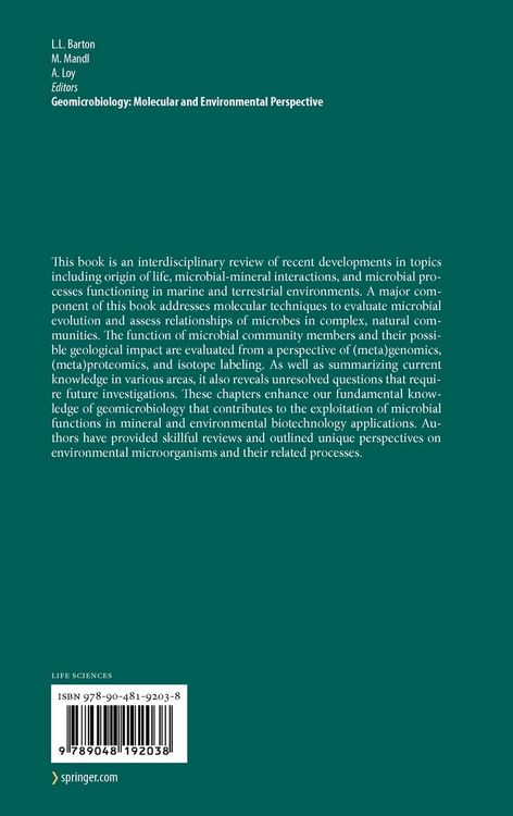 Produktbild: Geomicrobiology: Molecular and Environmental Perspective