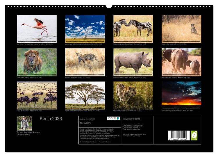 Produktbild: Kenia 2026 (hochwertiger Premium Wandkalender 2026 DIN A2 quer), Kunstdruck in Hochglanz