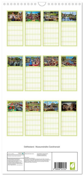 Produktbild: Familienplaner 2026 - Ostfriesland - Museumshafen Carolinensiel mit 5 Spalten (Wandkalender, 21 x 45 cm) CALVENDO