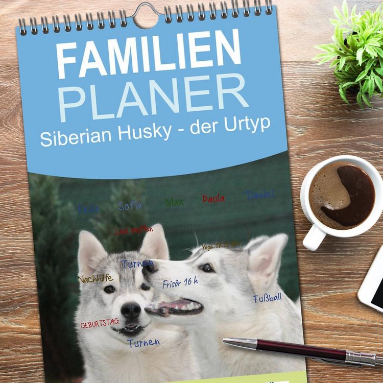 Produktbild: Familienplaner 2026 - Siberian Husky - der Urtyp mit 5 Spalten (Wandkalender, 21 x 45 cm) CALVENDO