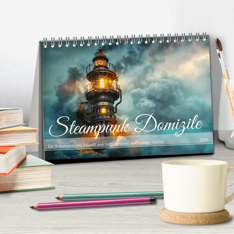 Produktbild: Steampunk Domizile (Tischkalender 2026 DIN A5 quer), CALVENDO Monatskalender