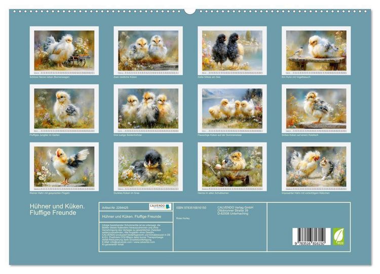 Produktbild: H&uuml;hner und K&uuml;ken. Fluffige Freunde (hochwertiger Premium Wandkalender 2027 DIN A2 quer), Kunstdruck in Hochglanz