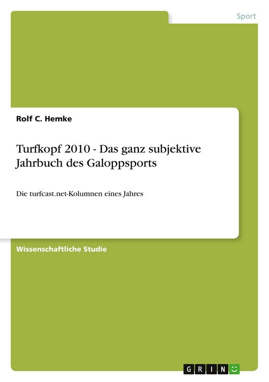 Produktbild: Turfkopf 2010 - Das ganz subjektive Jahrbuch des Galoppsports