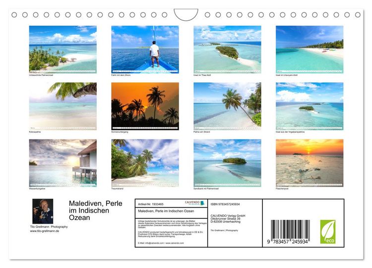 Produktbild: Malediven, Perle im Indischen Ozean (Wandkalender 2026 DIN A4 quer), CALVENDO Monatskalender