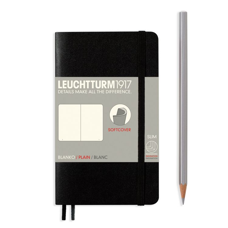 Produktbild: LEUCHTTURM1917 Notizbuch Pocket (A6), Softcover, 123 nummerierte Seiten, Schwarz, Blanko