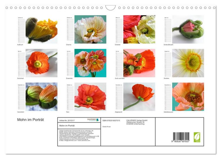 Produktbild: Mohn im Portr&auml;t (Wandkalender 2026 DIN A3 quer), CALVENDO Monatskalender