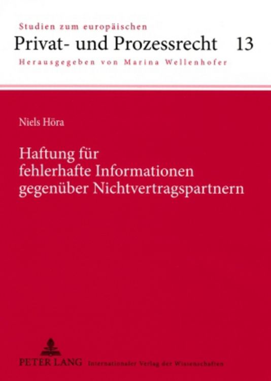 Produktbild: Haftung fuer fehlerhafte Informationen gegenueber Nichtvertragspartnern