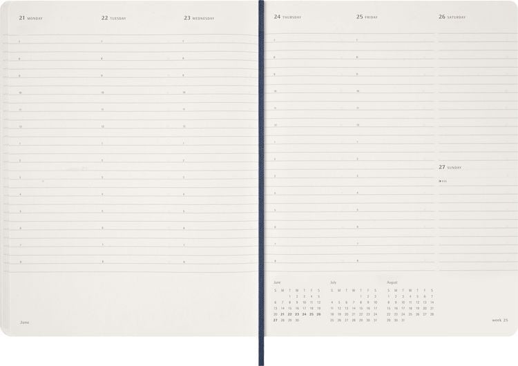 Produktbild: Moleskine 15 Monate Essential Wochenkalender 2026/2027, 1 Wo = 2 Seiten, vertikal, XXL, fester Einband, Saphirblau