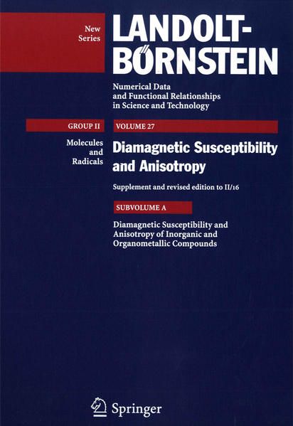 Produktbild: Diamagnetic Susceptibility and Anisotropy of Inorganic and Organometallic Compounds