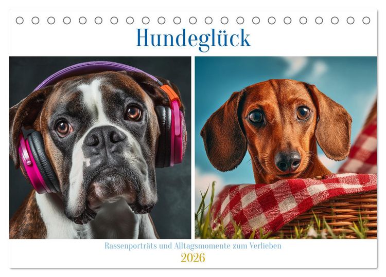 Produktbild: Hundegl&uuml;ck (Tischkalender 2026 DIN A5 quer), CALVENDO Monatskalender