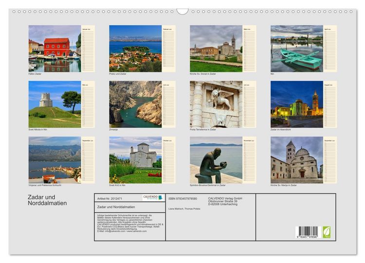 Produktbild: Zadar und Norddalmatien (Wandkalender 2026 DIN A2 quer), CALVENDO Monatskalender