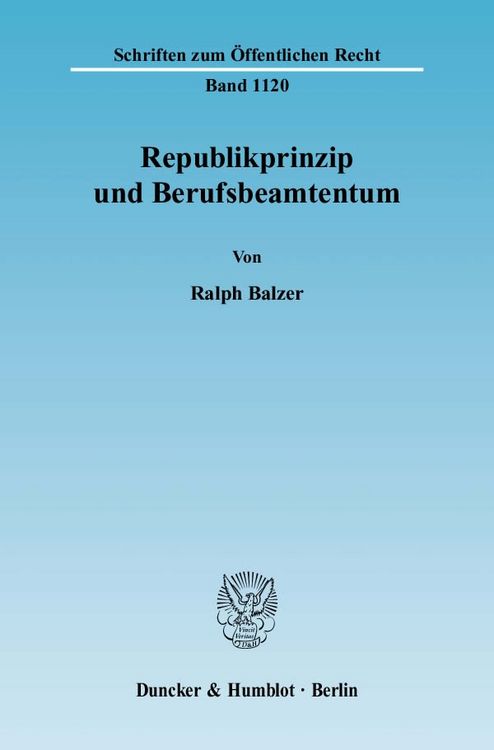Produktbild: Republikprinzip und Berufsbeamtentum.